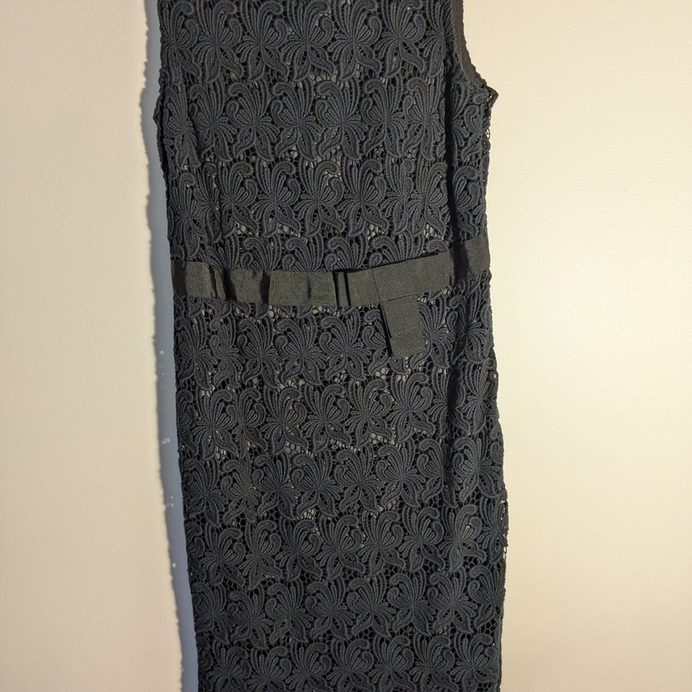 Talbots Womens Black Floral‎ Guipure Lace Sheath Dress Grosgrain Bow Size 6 NWT